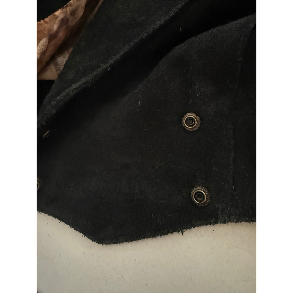 Liz Thomas Womens Black Suede Fringe Western Jacket Double Breasted Cropped M - Picture 7 of 9